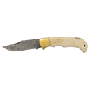 3.75" Damascus Steel Knife with Leather Sheath with Bone Bison River/JDS Industries