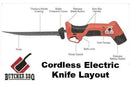 Butcher BBQ Cordless Electric Knife with 4 blades, 2 batteries, charger, and hard case – carving and BBQ knife