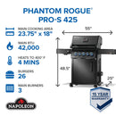 Napoleon Phantom Rogue PRO-S 425 Matte Black Gas Grill with Infrared Side and Rear Burners at DDR BBQ Supply