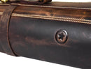 Premium leather knife roll with 10 knife slots, sturdy buckles, and zipper pouch – available at DDR BBQ Supply