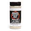 Boar's Night Out White Lightning Garlic Butter Rub seasoning shaker with championship flavor appeal