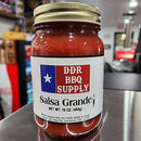 DDR BBQ Supply Red Salsa Grande Hot 16 oz jar – chunky tomato salsa with habaneros and jalapeños