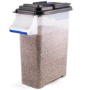 Pellet Storage Bin with heavy-duty handle and retractable spout for pellet grill fuel management