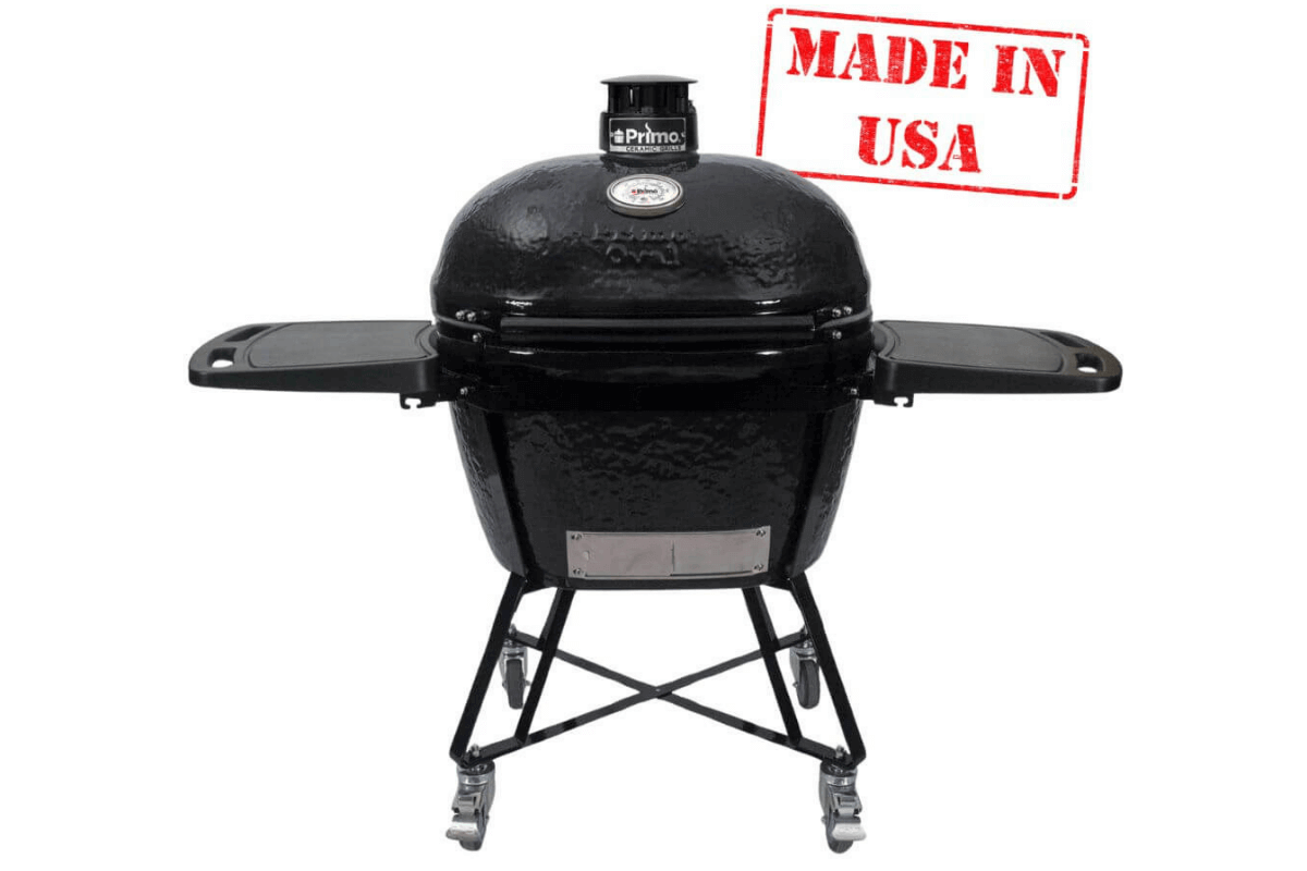 Primo Ceramic Grill with oval design. Made in USA.