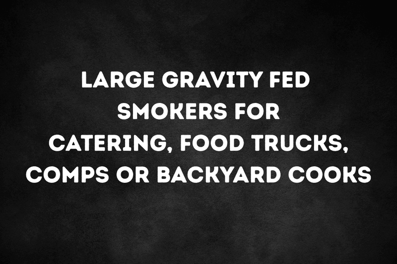 Large gravity fed smokers lined up at DDR BBQ Supply, built for competitions, catering, and serious backyard BBQ with Myron Mixon models shown