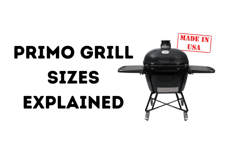 Primo grill sizes side-by-side comparison with Oval Junior, Large, and XL models