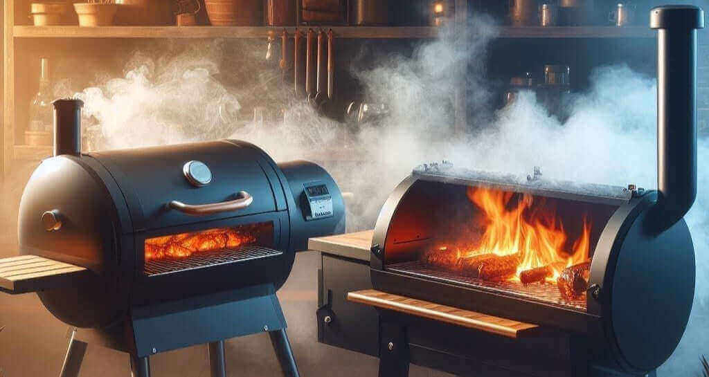 comparison between pellet grills and offset smokers based on smoke flavor, ease of use, cooking style, and cost for backyard barbecue cooking