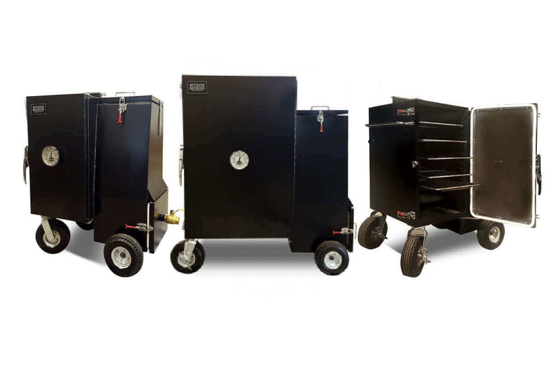 Lineup of Myron Mixon Gravity Fed Smoker Series. Find a Myron Mixon Gravity Fed Smoker at DDR BBQ Supply.com