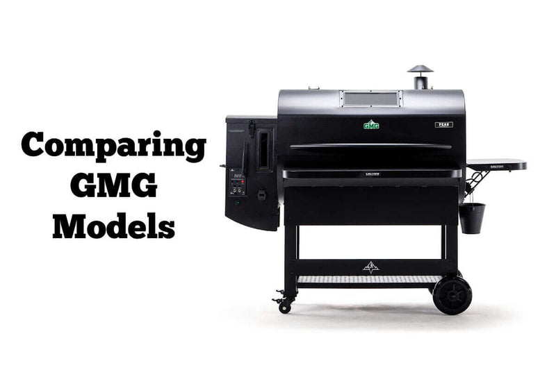 Side-by-side comparison of Green Mountain Grills PRIME 2.0 pellet grill models TREK, LEDGE, and PEAK with features, sizes, and smart tech highlights
