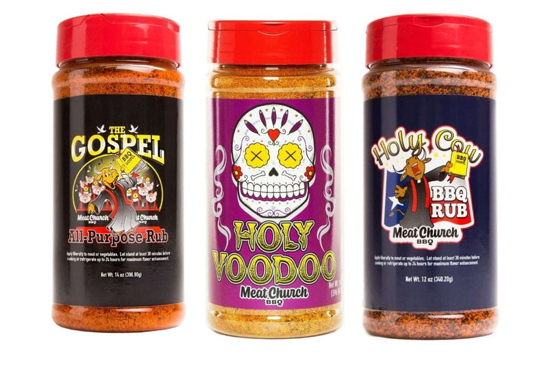 Meat Church rubs near me available at DDR BBQ Supply in Northwest Arkansas – shop Honey Hog, Holy Cow, Holy Gospel, and other favorites in-store or online.
