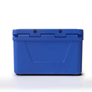 Blue Coolers 60 Quart Roto Molded Cooler Superior Ice Retention Outdoors in blue with a hinged lid.