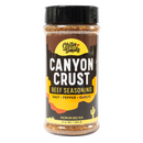 A plastic bottle of Chiles & Smoke Canyon Crust Beef Seasoning with notes of salt, pepper, and garlic in a distinct Southwest flavor.