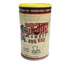 DDR BBQ Supply Cajun Cowboy BBQ rub seasoning in a cylindrical container with a cartoon alligator mascot