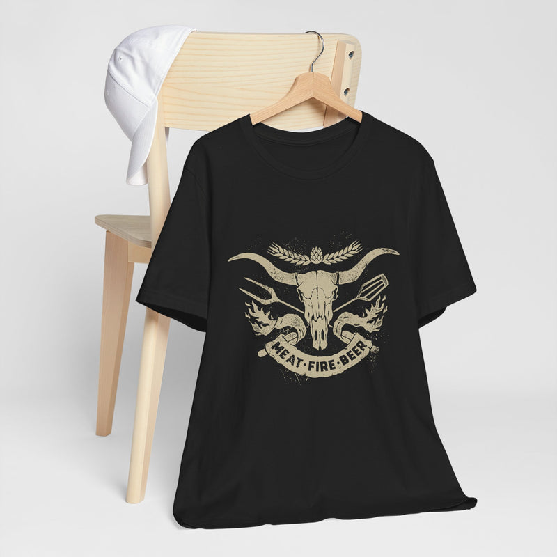 Meat Fire Beer BBQ T-Shirt Printify