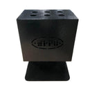 Here is a rewritten version of the sentence using your product data: The WPPO Outdoor Cooking Utensil Holder by WPPO LLC Direct is a black metal box with six circular holes on top and a flat base, featuring the WPPO logo cut out on the front panel. Designed for outdoor cooking, this utensil holder keeps your grilling tools organized and within easy reach. The background is plain white.