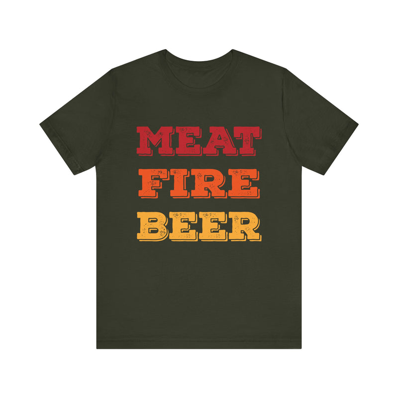 Meat Fire Beer Barbecue T-Shirt Printify