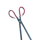 WPPO LLC Direct's WPPO Forged Steel Wood Pliers feature red, looped handles and a central bolt, making them ideal for safely handling hot wood or cookware in a wood-fired oven. Shown isolated on a white background, these durable pliers are perfect for managing items in your outdoor oven.