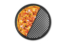14-inch Fox Run carbon steel pizza crisper with perforated base for crispy crusts