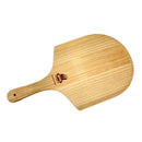 The WPPO LLC Direct 12" x 24" Wooden Pizza Peel (Launch Pad) - 2 Pack features a flat, rounded blade and a convenient handle with a subtle logo near the grip, making it the perfect pizza launch pad for your kitchen.