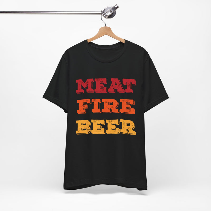 Meat Fire Beer Barbecue T-Shirt Printify