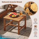 The 17″ Square Acacia Wood Side Table with Slatted Top by DirectDeals features natural, wrap-resistant wood that’s high strength and built to last—perfect for holding your essentials in style.