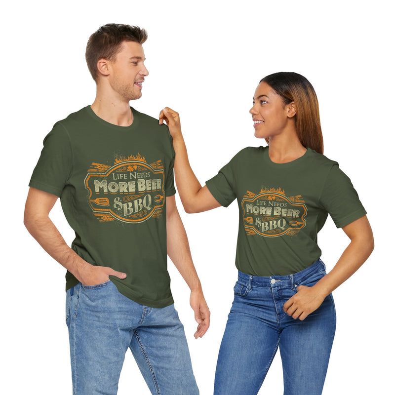 Life Needs More Beer & BBQ T-Shirt Printify