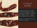 Spice Wheel Guajillo Powder by Spice Wheel is highlighted with text describing its mild to medium heat and fruity flavor, a staple ingredient in Mexican cuisine that's perfect for adding depth to rich sauces and marinades. Whether used as a seasoning or blended into traditional dishes, this guajillo powder delivers authentic taste in every sprinkle.