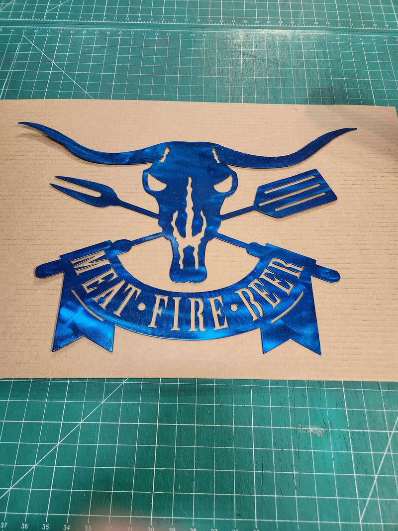 Custom Meat Fire Beer Metal Sign DDR Fab