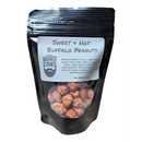 DDR BBQ Supply Manly Cans Sweet and Hot Buffalo Peanuts in a black resealable snack pouch