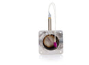The Smokin Brothers Fire Pot for Ceramic Ignitor (2025 Release) features a round reflective metallic sensor surface with attached wires and a purple connector, all mounted on a square plate with four corner holes—perfect for upgrading your pellet grill. The device is shown isolated on a white background.