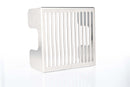 The Smokin Brothers Steak Riser by Smokin Brothers is a metal accessory featuring vertical slits and curved cutouts along the sides. It stands upright on a reflective white surface, elevating your steak for hotter searing and delivering authentic steakhouse-style results.
