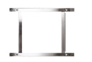 A rectangular metal frame with four screws—two on each side—set against a white background. The frame is composed of two horizontal and two vertical metal bars, featuring a robust design reminiscent of the Smokin Brothers SearMate by Smokin Brothers, an accessory for pellet grill searing.
