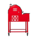 A striking outdoor cooking option, the Smokin Brothers “30” Premier Plus Barn-B-Que Grill features a red, barn-shaped design on four wheels with white trim and a small chimney on top. Its classic barn motif—complete with window and door details—makes this pellet grill a standout addition to any outdoor kitchen.