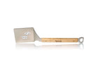 Introducing the Smokin Brothers SB Burger Flipper by Smokin Brothers—a versatile grilling tool crafted with a metal spatula and wooden handle, featuring the letters “SB” cut out on the flat surface and a built-in bottle opener at the end of the handle, making it the ultimate burger flipper and griddle accessory for any BBQ enthusiast.