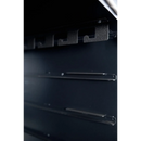 Close-up of the interior of a black oven, focusing on the metal rack holders and grooves along the oven wall, with part of the top heating element visible—ideal for precise temperature control similar to what you’d find in a Smokin Brothers Premier Vertical by Smokin Brothers.