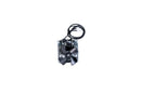 A Smokin Brothers Wood Pellet Grill Auger Motor, a compact black cooling fan with attached wiring, is shown from above on a white background—perfect as a reliable replacement service part to maintain steady pellet feed performance in your wood pellet grill.