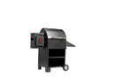 Experience authentic wood-fired flavor on your patio with the Smokin Brothers Inferno Grill - 20″. This black, metal outdoor smoker grill from Smokin Brothers features a digital control panel, convenient side hopper, two shelves underneath for storage, a closed lid, and two wheels for easy mobility. Shown here on a white background, this portable pellet grill delivers exceptional performance wherever you entertain.