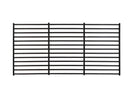 A black metal Smokin Brothers Long Grid Insert - 24 Premier Plus, featuring evenly spaced horizontal bars and shown from above against a white background—designed by Smokin Brothers to maximize grill rack space and serve as the perfect grid insert for expanded top shelf cooking.