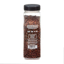 A clear plastic spice jar from The Spice Lab, filled with whole organic black Tellicherry peppercorns and topped with a black screw-on lid. The back label displays text, certifications, and a barcode. This jar is part of The Spice Lab Himalayan Pink Salt Coarse & Organic Black Tellicherry Peppercorns Combo Pack—perfect for pairing fresh peppercorn flavor with premium Himalayan pink salt in one convenient set.
