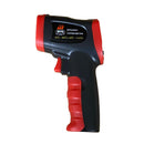 The WPPO High Temp Infrared Thermometer for Wood-Fired Ovens by WPPO LLC Direct features a black and red design, a digital display, and measures temperatures from -50°C to 600°C (-58°F to 1112°F), making it ideal for precisely monitoring the heat inside your wood-fired pizza oven. The product is shown isolated on a white background.