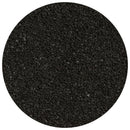 A close-up view of a circular pile of small, irregular black crystals—resembling The Spice Lab Hawaiian Black Lava Salt Medium Grain—on a white background, perfect for use as an elegant finishing salt from The Spice Lab.