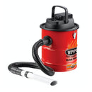 The WPPO LLC Direct 18V Rechargeable Ash Vacuum With Bonus Value Pack features a bold red design with a black top handle, black hose, and white nozzle. Its cordless operation offers exceptional cleaning convenience, while the built-in HEPA filter ensures safe ash removal from grills, fireplaces, and fire pits. The vacuum is clearly labeled "18V Ash Vacuum" on the side for easy identification.