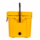 The Bob - The Cooler Co. 25QT / 23.6L "Wingman" Hard Cooler is shown upright with its bright yellow insulated body and black handle, set against a plain white background.