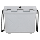 White 25 quart cooler by Tennessee Tristar with a speckled texture and black rope handles