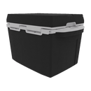 The Taiga Coolers 27 Quart Black Cooler is a black, rectangular insulated cooler with gray latches and a closed lid—perfect for storage and shown against a plain white background.