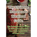 A glazed meatloaf sits on a wooden cutting board next to a kitchen knife, accompanied by The Ultimate Homemade Meatloaf Guide - Paperback.
