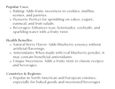 Text on a white background describes the uses, benefits, and regions for blueberries—highlighting baking, drinks, antioxidants, and their popularity in North America and Europe. The description also features versatile products from Spice Wheel, such as Spice Wheel Blueberry Sugar. This product is ideal for enhancing recipes with rich blueberry flavor while providing a convenient alternative to fresh berries.