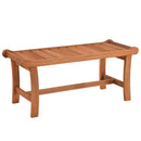 The DirectDeals 2-Person Outdoor Wood Bench with Slatted Seat - Set of 2 features curved armrests, sturdy legs, and a natural wood finish—ideal for classic patio seating.