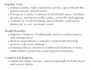 A list highlighting popular culinary uses, health benefits, and regions where spices with a sweet or warm flavor are enjoyed—including Spice Wheel Ground Nutmeg from the Spice Wheel brand—notes its wide use in Indian, European, and global cuisines; discusses its beneficial effects; and references major producing countries such as Indonesia, India, and areas across Europe.
