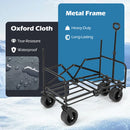 The DirectDeals 2-in-1 Collapsible Wagon Bench Seat with Adjustable Handle features a tear-resistant, waterproof Oxford cloth and heavy-duty metal frame. Shown on an icy blue background—ideal for outdoor adventures.